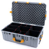 Pelican 1595 Air Case, Silver with Yellow Handles & Push-Button Latches TrekPak Divider System with Convoluted Lid Foam ColorCase 015950-0020-180-240