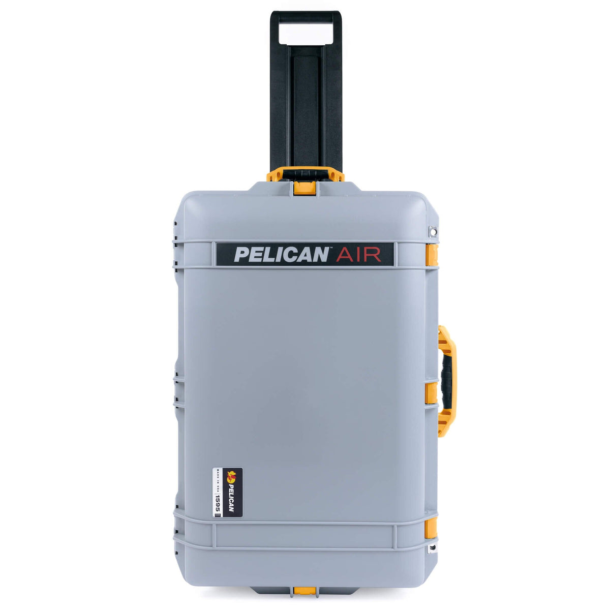 Pelican 1595 Air Case, Silver with Yellow Handles &amp; Push-Button Latches ColorCase 
