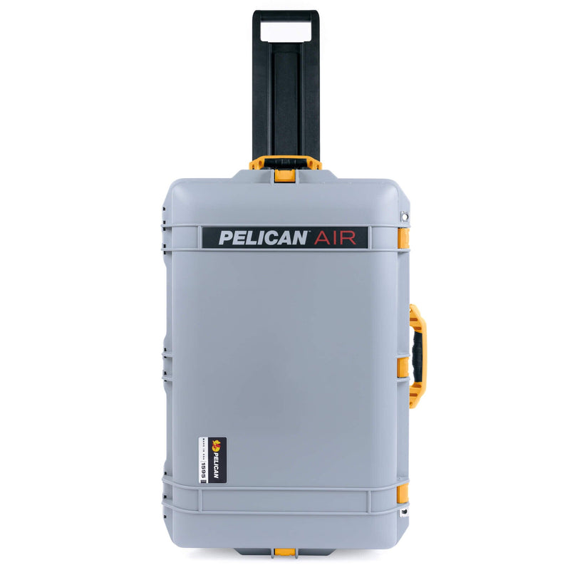 Pelican 1595 Air Case, Silver with Yellow Handles & Push-Button Latches ColorCase 
