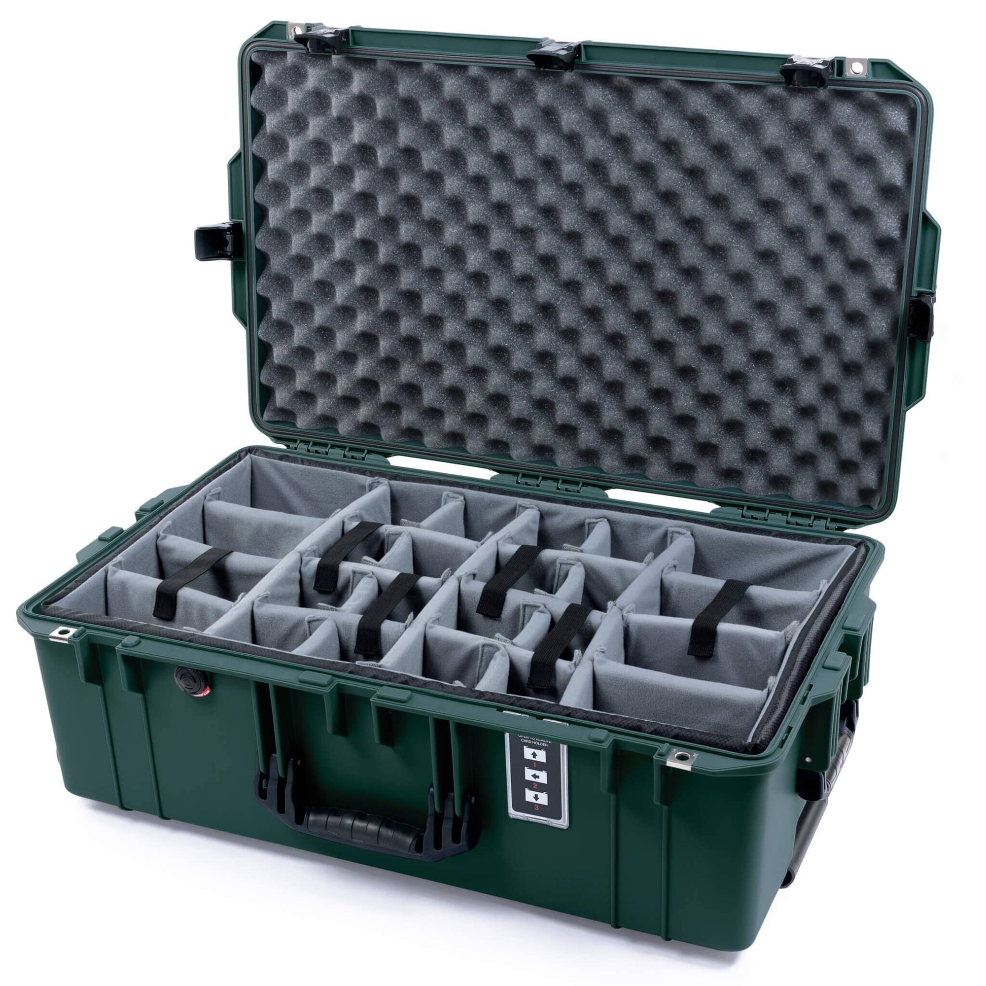 Pelican 1595 Air Case, Trekking Green with Black Handles & TSA Locking Latches Gray Padded Microfiber Dividers with Convoluted Lid Foam ColorCase 015950-0070-560-L10