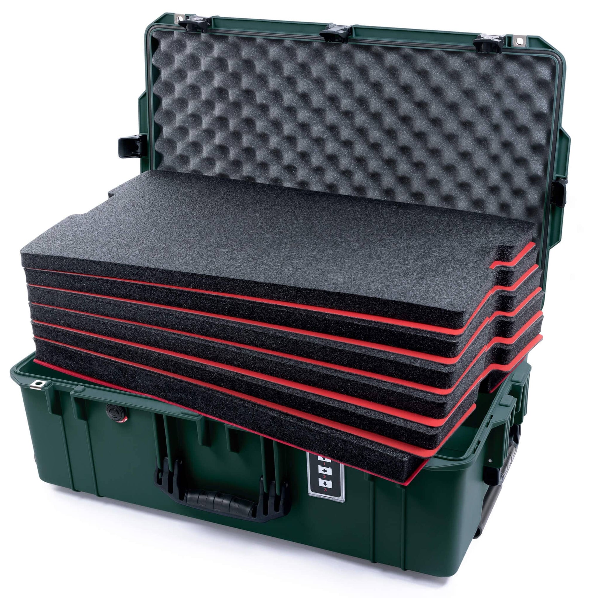 Pelican 1595 Air Case, Trekking Green with Black Handles & TSA Locking Latches Custom Tool Kit (6 Foam Inserts with Convoluted Lid Foam) ColorCase 015950-0060-560-L10