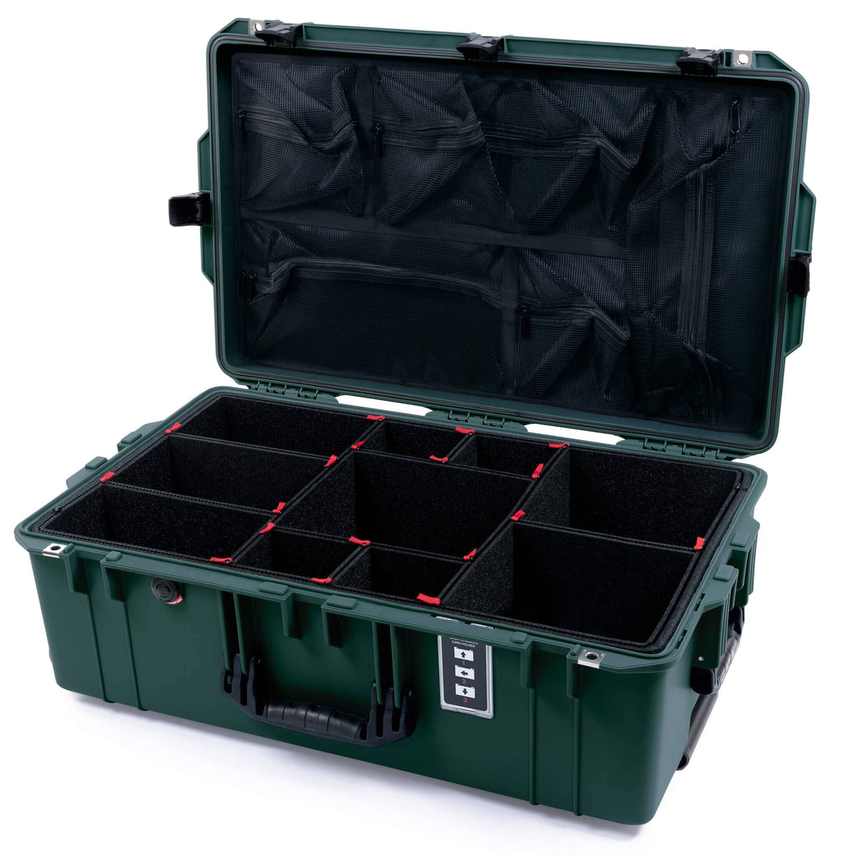 Pelican 1595 Air Case, Trekking Green with Black Handles &amp; Latches TrekPak Divider System with Mesh Lid Organizer ColorCase 015950-0120-560-111