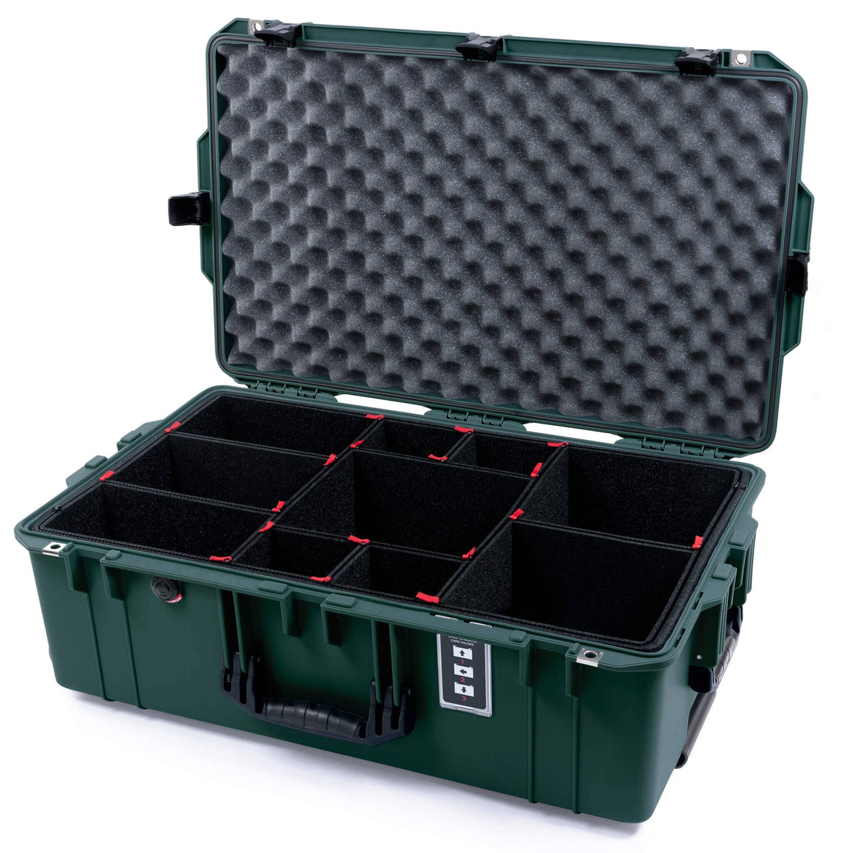 Pelican 1595 Air Case, Trekking Green with Black Handles &amp; Latches TrekPak Divider System with Convoluted Lid Foam ColorCase 015950-0020-560-111