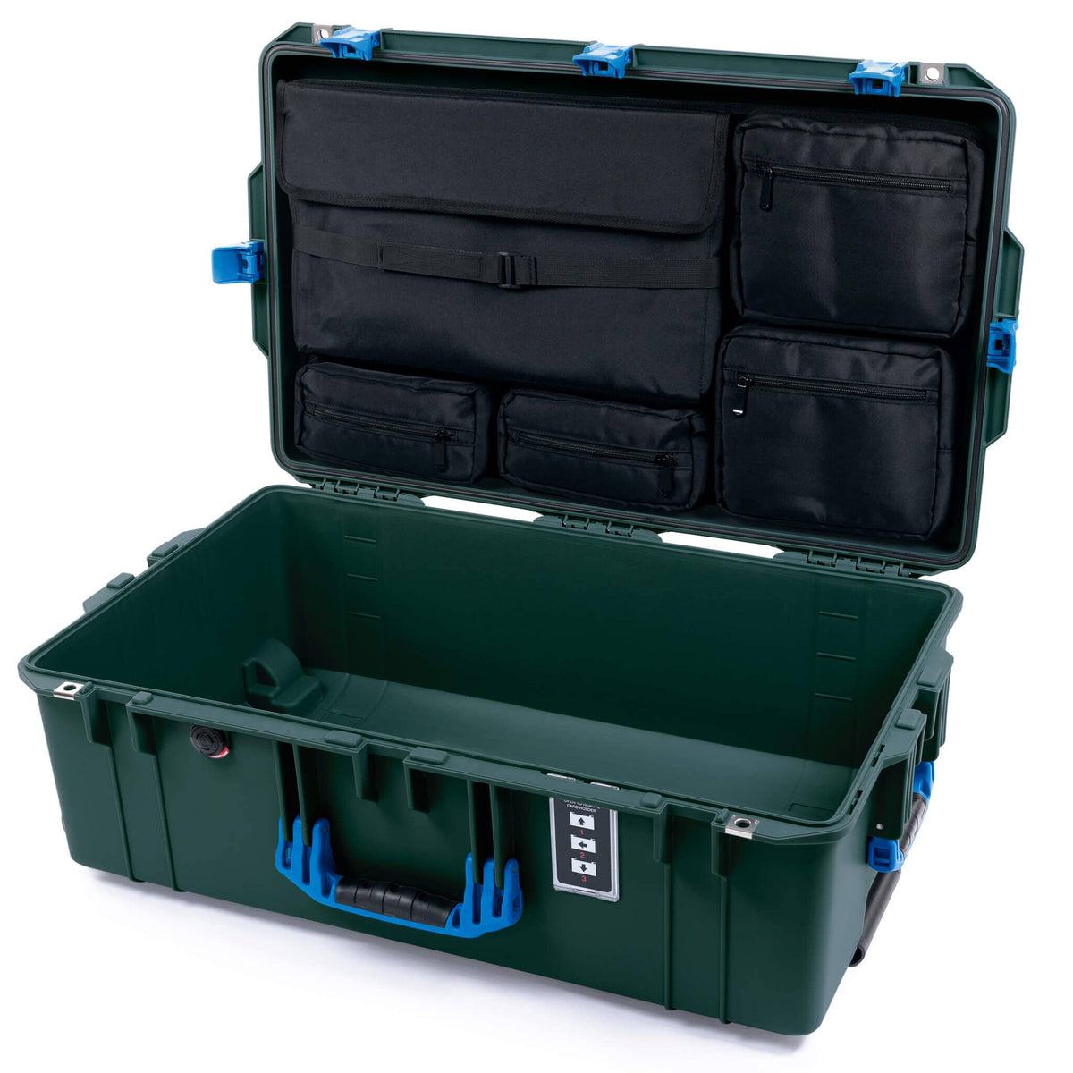 Pelican 1595 Air Case, Trekking Green with Blue Handles &amp; Latches Laptop Computer Lid Pouch Only ColorCase 015950-0200-560-121