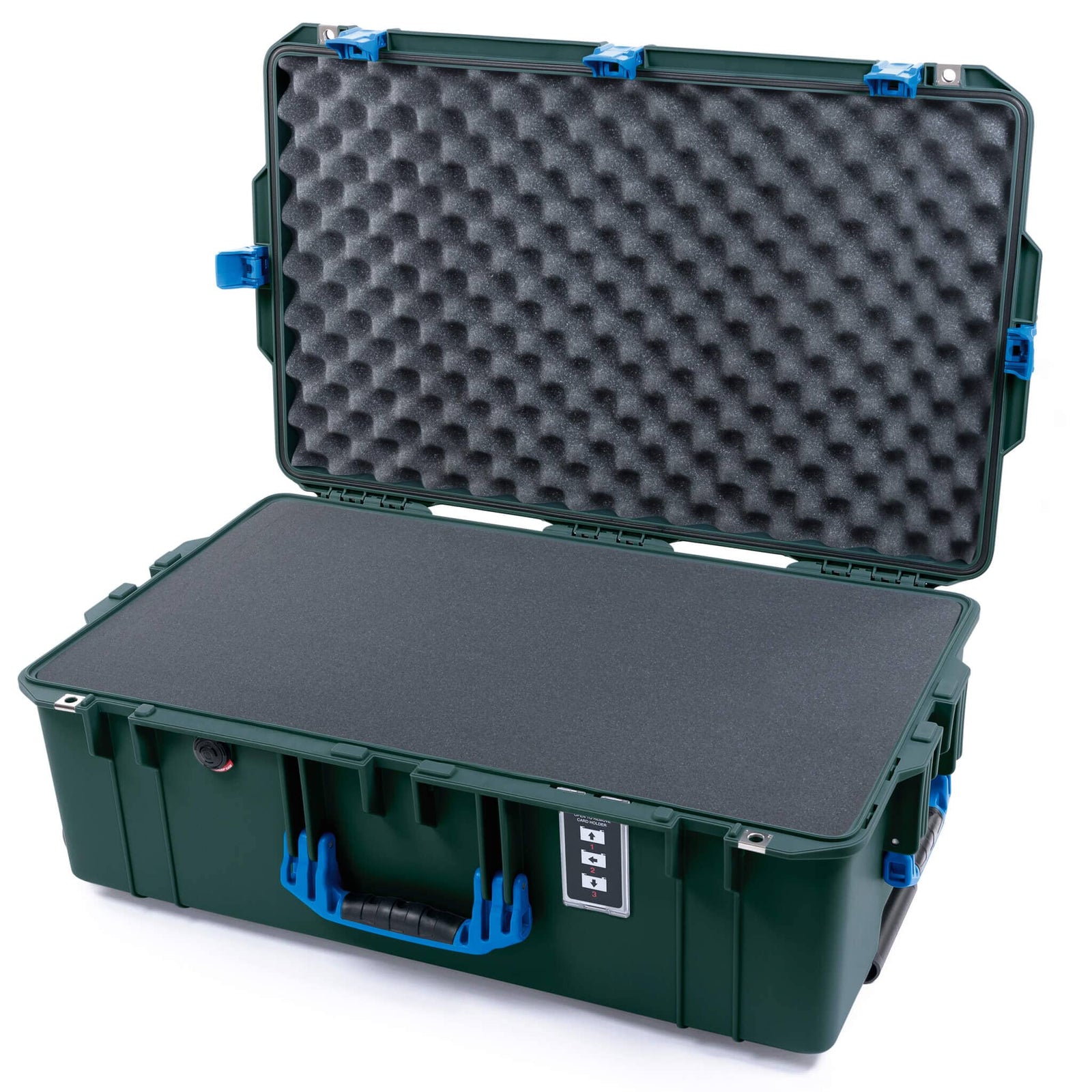 Pelican 1595 Air Case, Trekking Green with Blue Handles & Latches Pick & Pluck Foam with Convoluted Lid Foam ColorCase 015950-0001-560-121