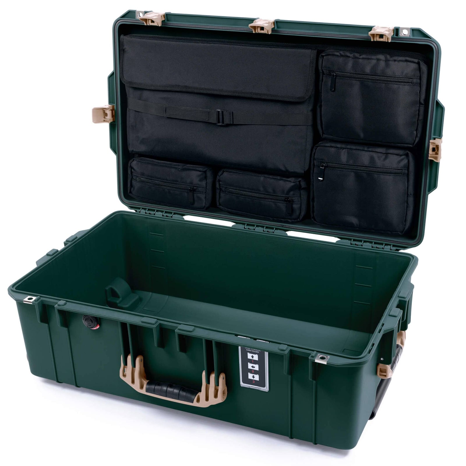Pelican 1595 Air Case, Trekking Green with Desert Tan Handles & Latches Laptop Computer Lid Pouch Only ColorCase 015950-0200-560-311