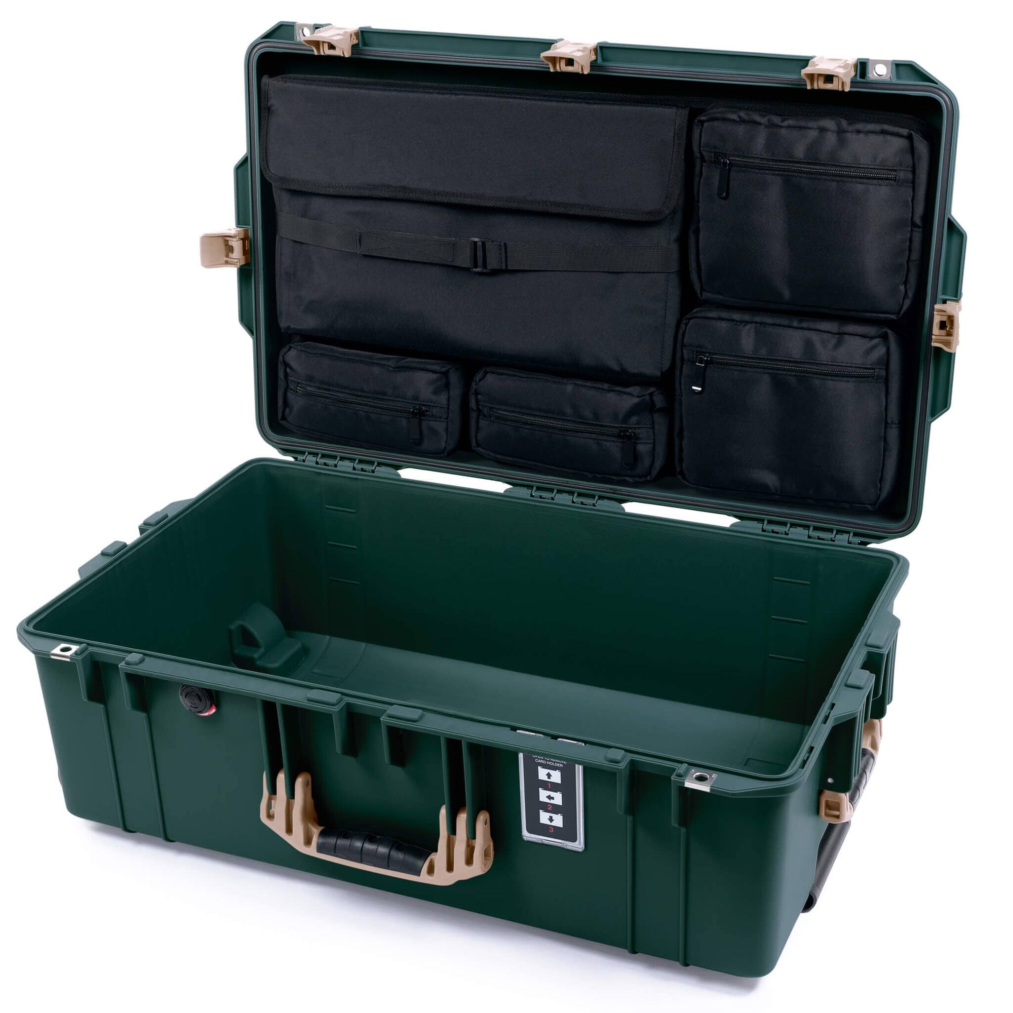 Pelican 1595 Air Case, Trekking Green with Desert Tan Handles & Latches Laptop Computer Lid Pouch Only ColorCase 015950-0200-560-311