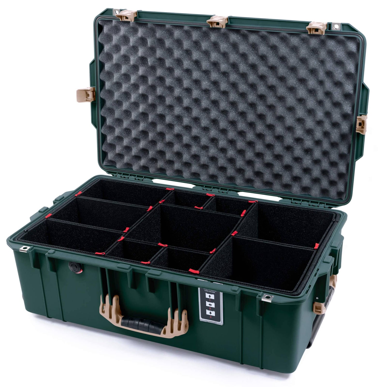 Pelican 1595 Air Case, Trekking Green with Desert Tan Handles & Latches TrekPak Divider System with Convoluted Lid Foam ColorCase 015950-0020-560-311