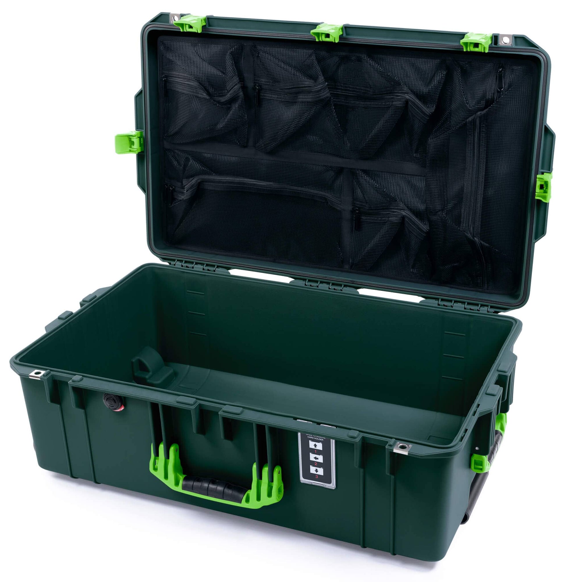 Pelican 1595 Air Case, Trekking Green with Lime Green Handles & Latches Mesh Lid Organizer Only ColorCase 015950-0100-560-301