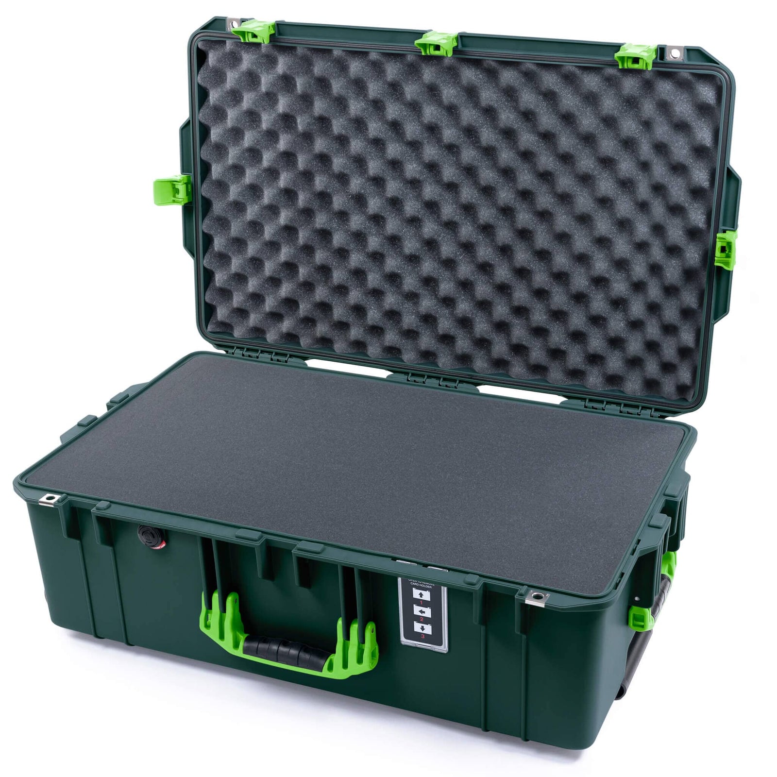 Pelican 1595 Air Case, Trekking Green with Lime Green Handles & Latches Pick & Pluck Foam with Convoluted Lid Foam ColorCase 015950-0001-560-301