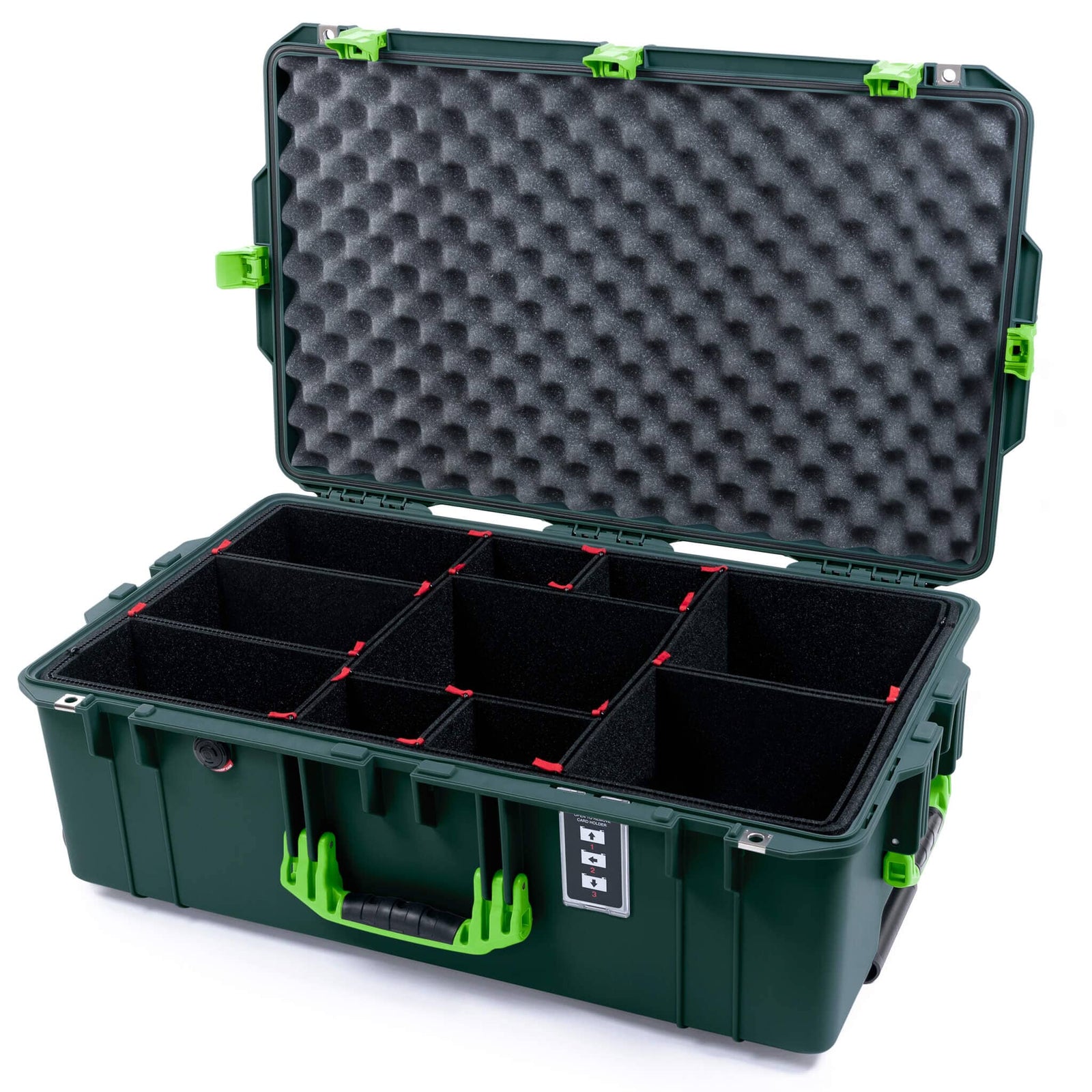 Pelican 1595 Air Case, Trekking Green with Lime Green Handles & Latches TrekPak Divider System with Convoluted Lid Foam ColorCase 015950-0020-560-301