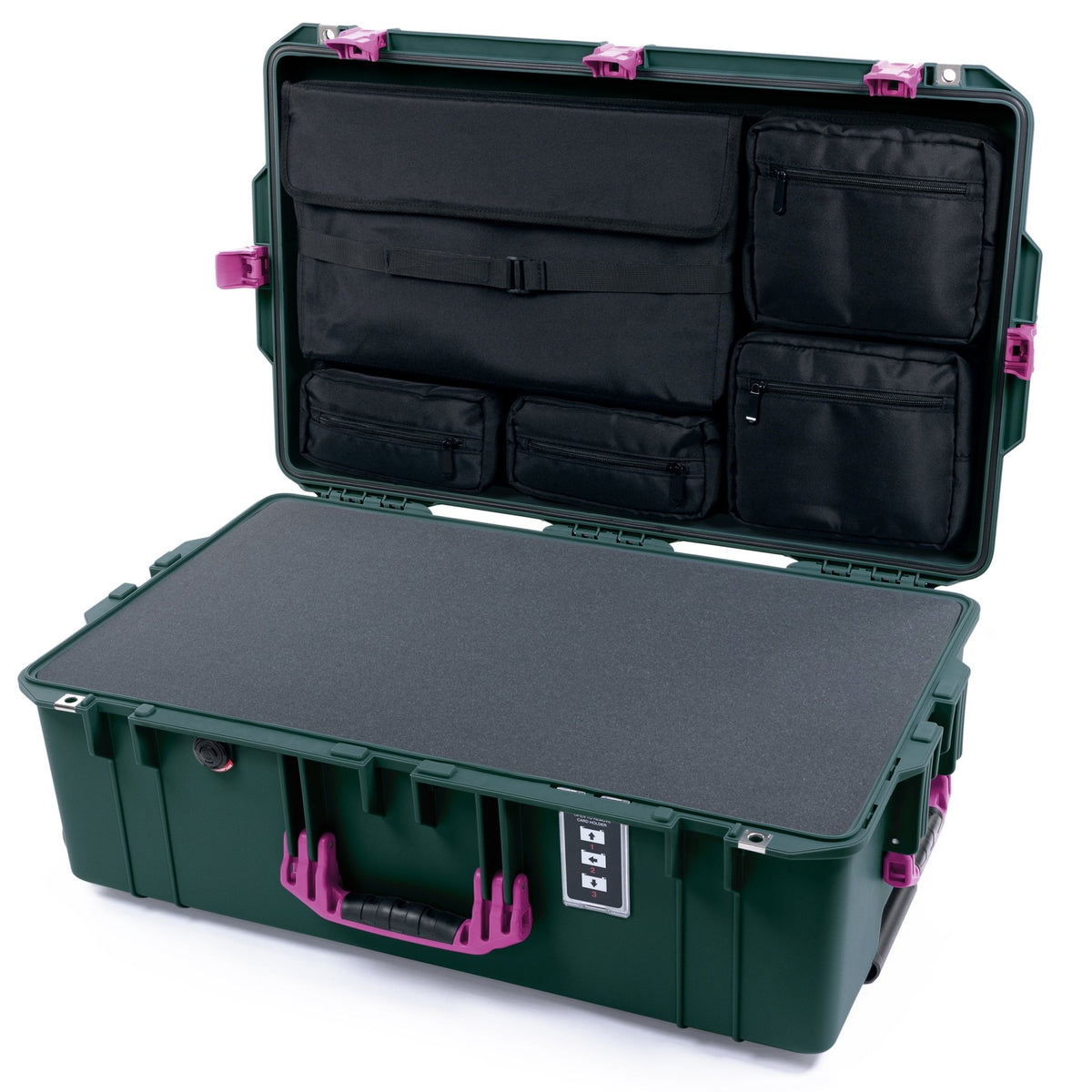 Pelican 1595 Air Case - Trekking Green &amp; Magenta - Pick &amp; Pluck Foam / Computer Lid Pouch