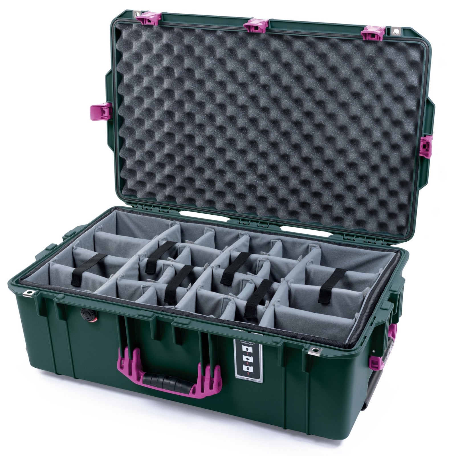 Pelican 1595 Air Case - Trekking Green & Magenta - Padded Microfiber Dividers / Convoluted Lid Foam