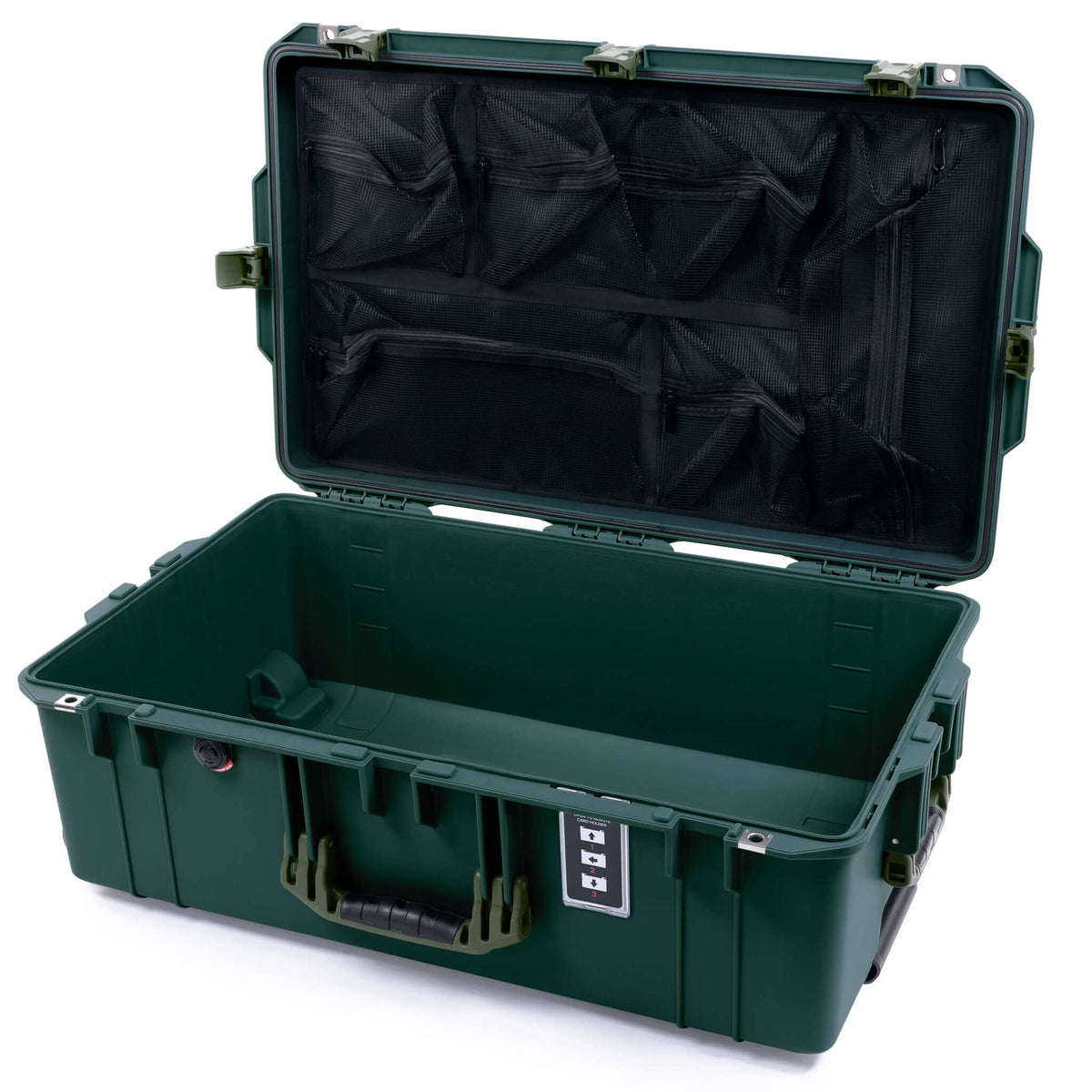 Pelican 1595 Air Case, Trekking Green with OD Green Handles &amp; Latches Mesh Lid Organizer Only ColorCase 015950-0100-560-131