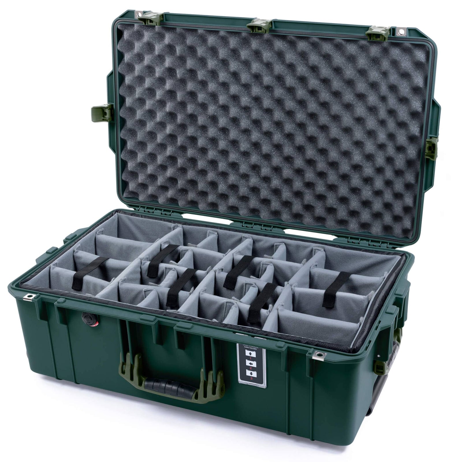 Pelican 1595 Air Case, Trekking Green with OD Green Handles & Latches Gray Padded Microfiber Dividers with Convoluted Lid Foam ColorCase 015950-0070-560-131