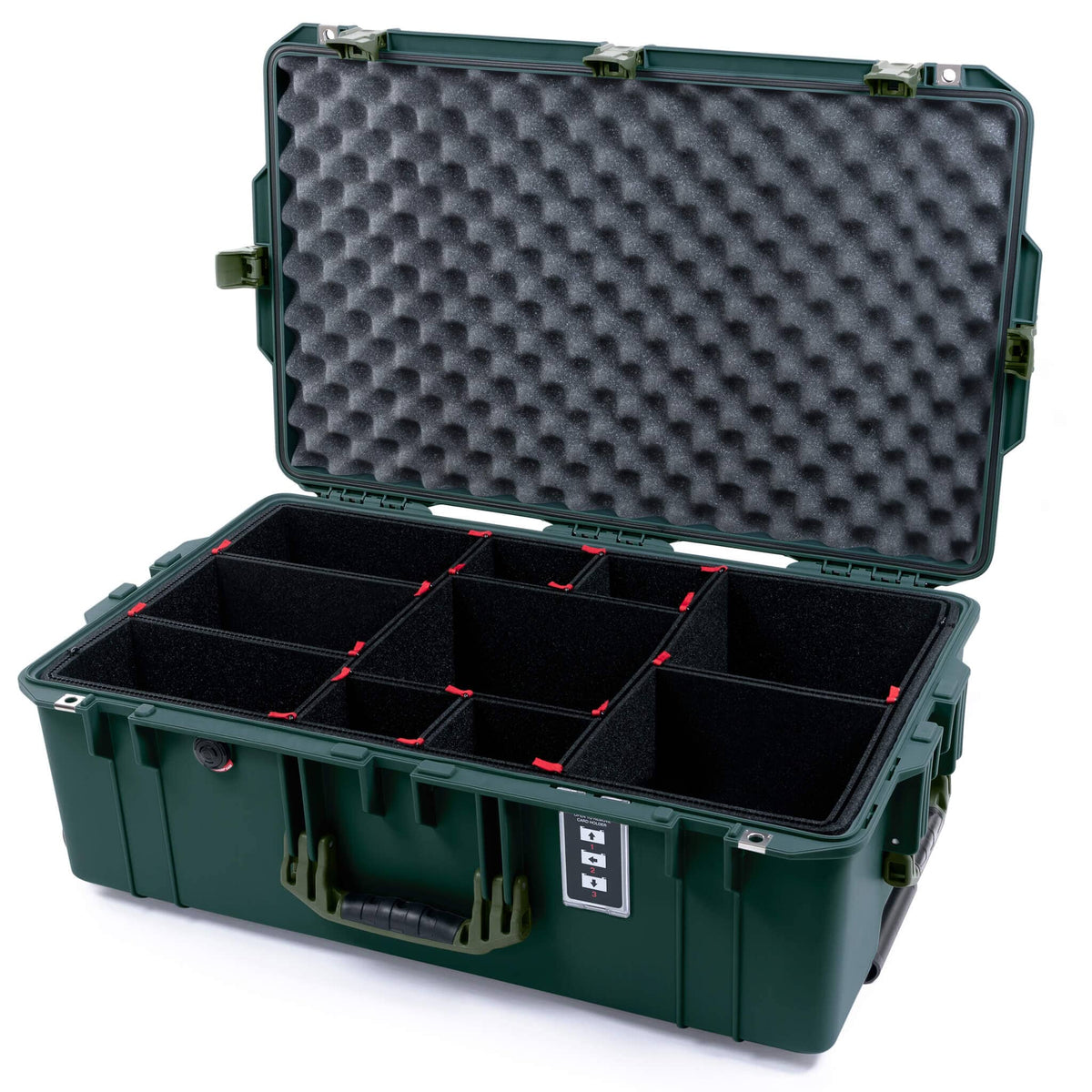 Pelican 1595 Air Case, Trekking Green with OD Green Handles &amp; Latches TrekPak Divider System with Convoluted Lid Foam ColorCase 015950-0020-560-131