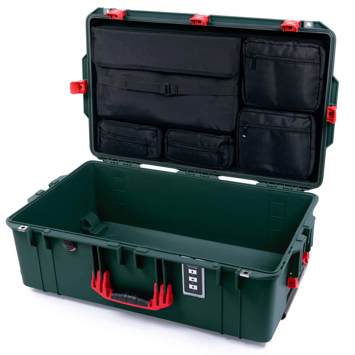 Pelican 1595 Air Case, Trekking Green with Red Handles &amp; Latches Laptop Computer Lid Pouch Only ColorCase 015950-0200-560-321