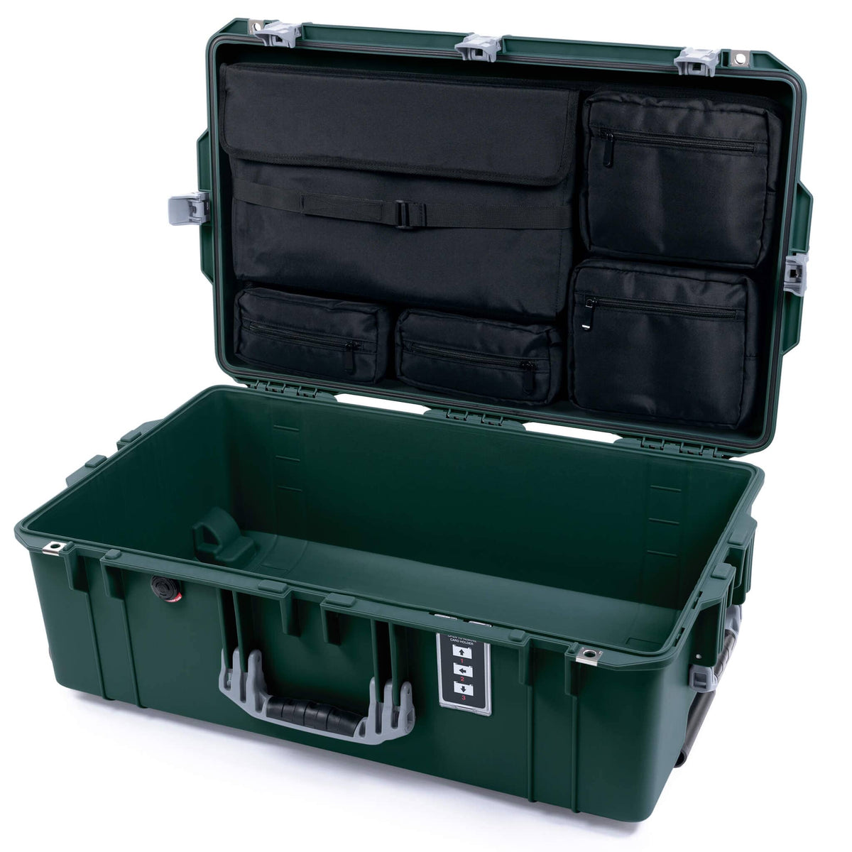 Pelican 1595 Air Case, Trekking Green with Silver Handles &amp; Latches Laptop Computer Lid Pouch Only ColorCase 015950-0200-560-181