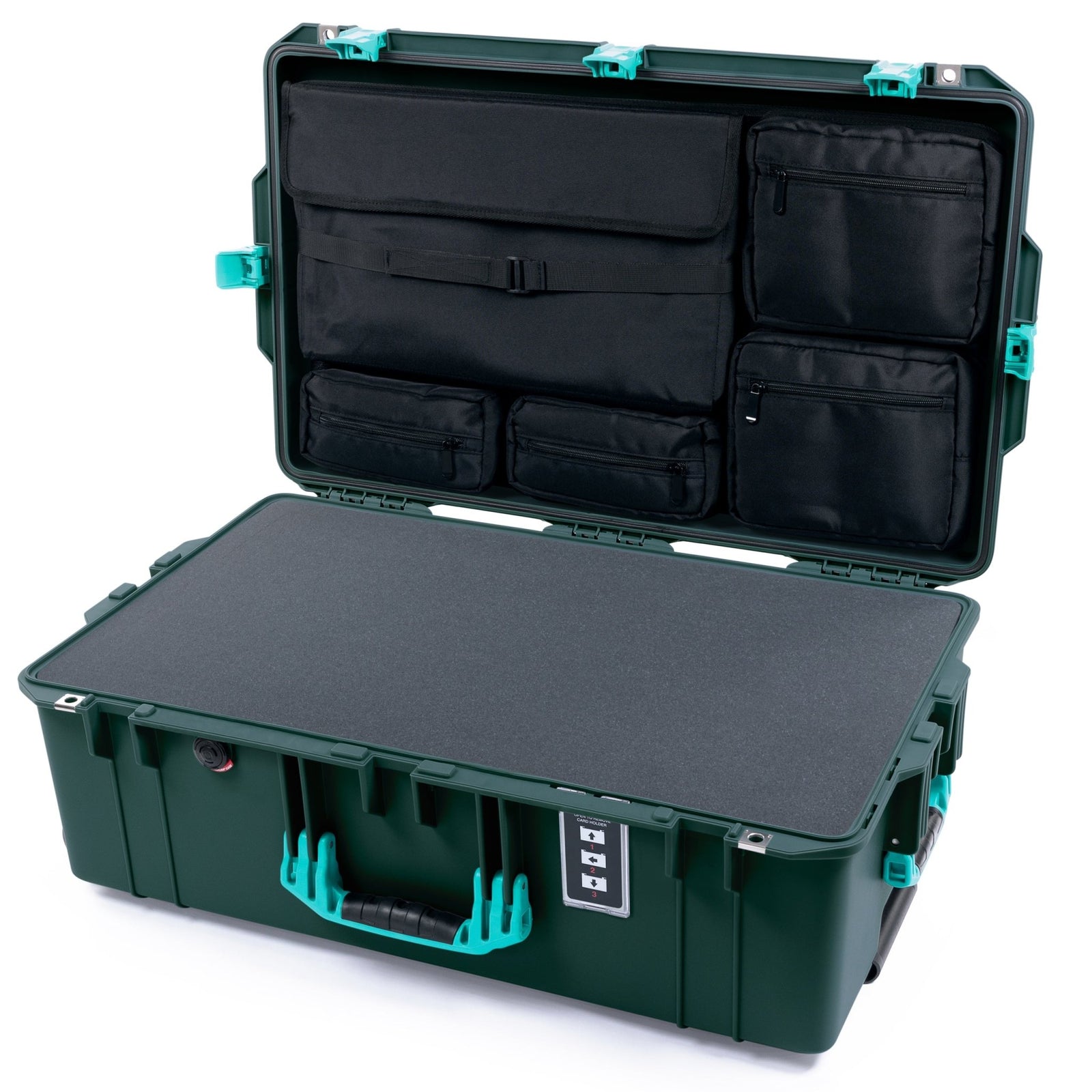 Pelican 1595 Air Case - Trekking Green & Teal - Pick & Pluck Foam / Computer Lid Pouch