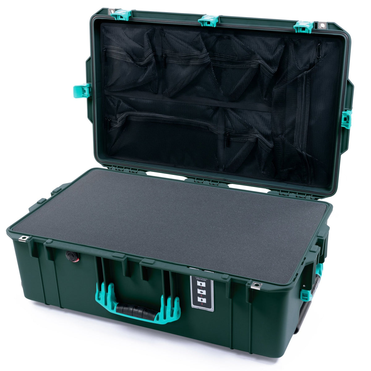 Pelican 1595 Air Case - Trekking Green &amp; Teal - Pick &amp; Pluck Foam / Mesh Lid Organizer