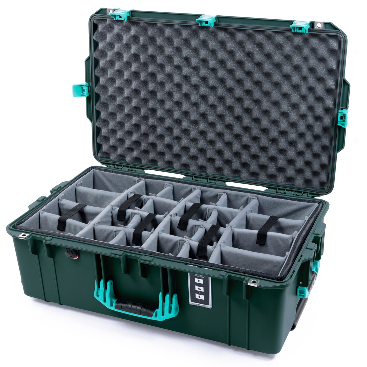 Pelican 1595 Air Case - Trekking Green &amp; Teal - Padded Microfiber Dividers / Convoluted Lid Foam
