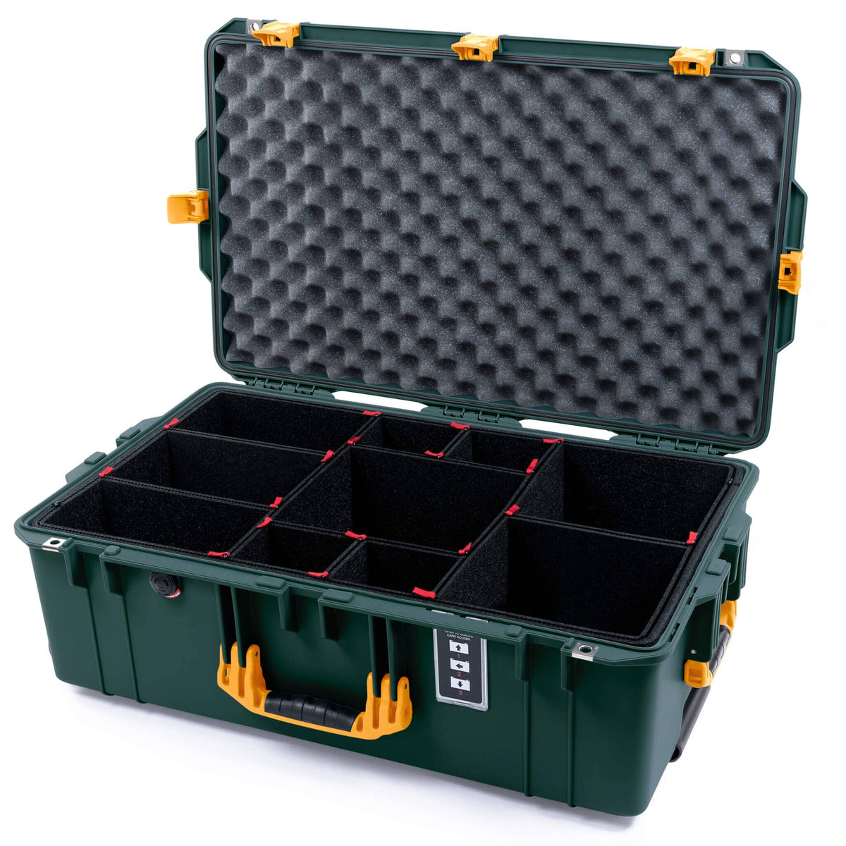 Pelican 1595 Air Case, Trekking Green with Yellow Handles &amp; Latches TrekPak Divider System with Convoluted Lid Foam ColorCase 015950-0020-560-241