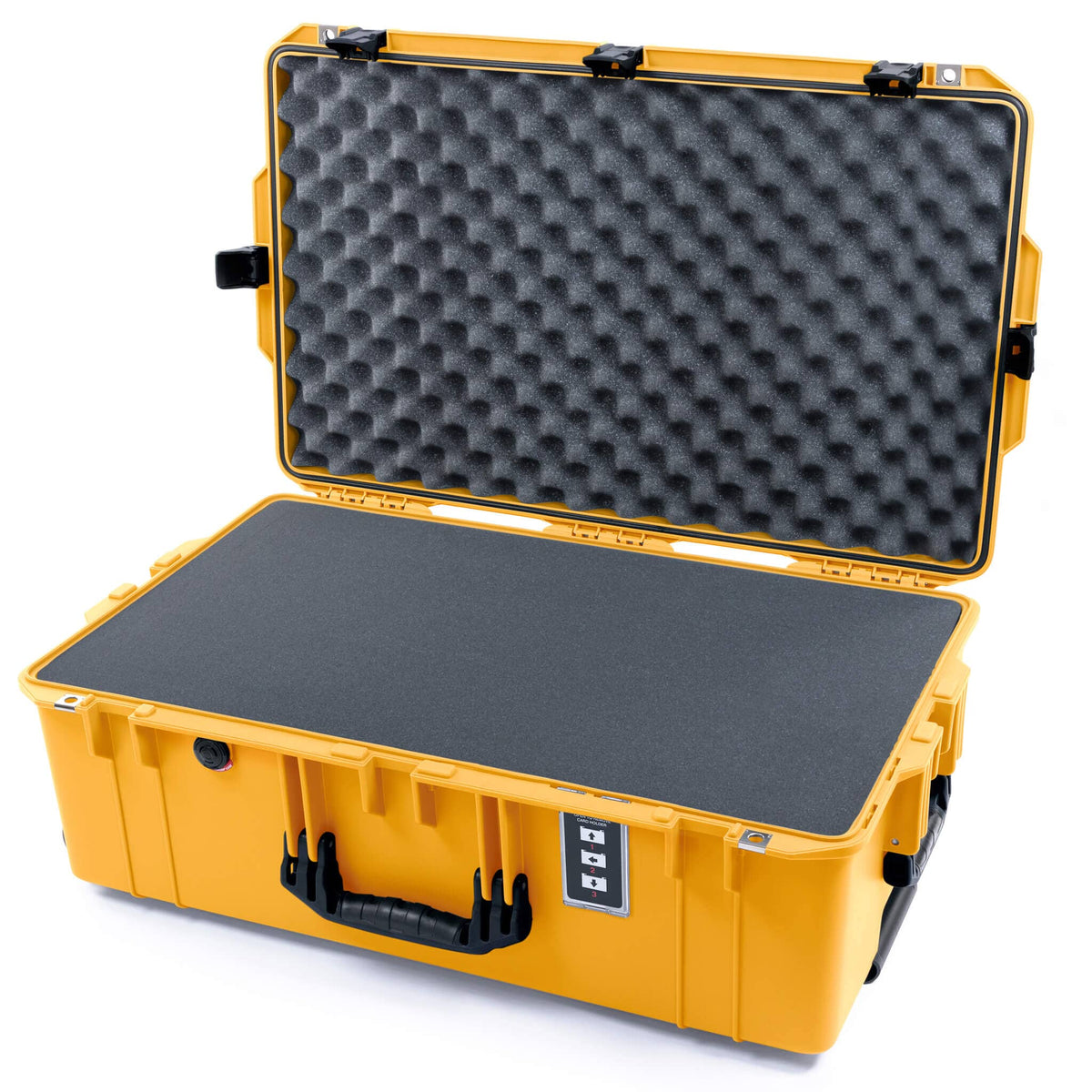 Pelican 1595 Air Case, Yellow with Black Handles &amp; Push-Button Latches Pick &amp; Pluck Foam with Convoluted Lid Foam ColorCase 015950-0001-240-110