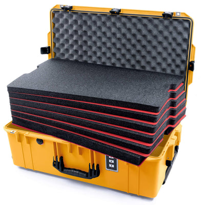 Pelican 1595 Air Case, Yellow, TSA Locking Latches & Keys Custom Tool Kit (6 Foam Inserts with Convoluted Lid Foam) ColorCase 015950-0060-240-L10