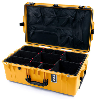 Pelican 1595 Air Case, Yellow with Black Handles & Push-Button Latches TrekPak Divider System with Mesh Lid Organizer ColorCase 015950-0180-240-110