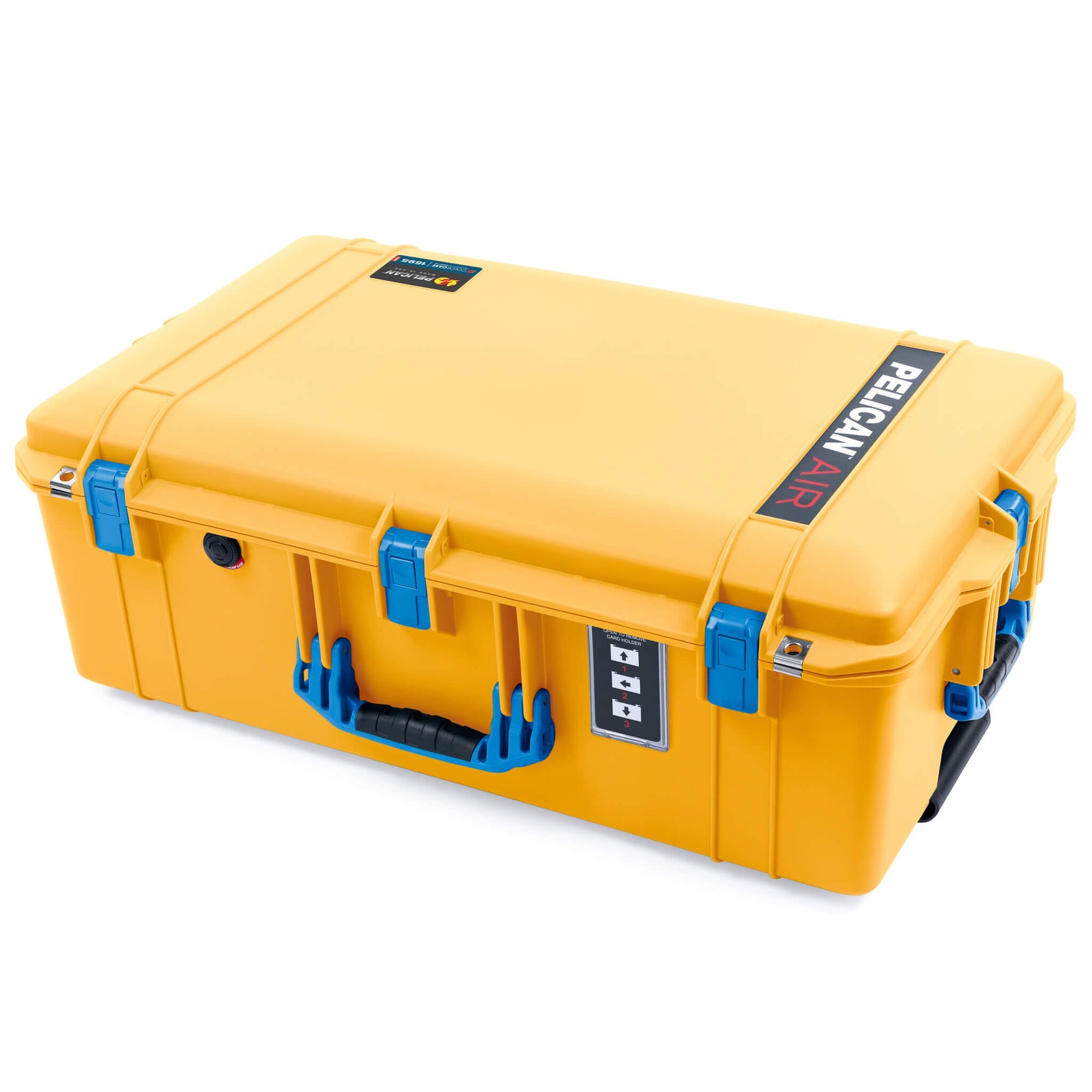 Pelican 1595 Air Case, Yellow with Blue Handles & Push-Button Latches ColorCase 