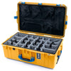 Pelican 1595 Air Case, Yellow with Blue Handles & Push-Button Latches Gray Padded Microfiber Dividers with Mesh Lid Organizer ColorCase 015950-0170-240-121