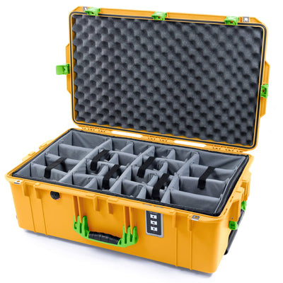 Pelican 1595 Air Case, Yellow with Lime Green Handles & Latches Gray Padded Microfiber Dividers with Convoluted Lid Foam ColorCase 015950-0070-240-301