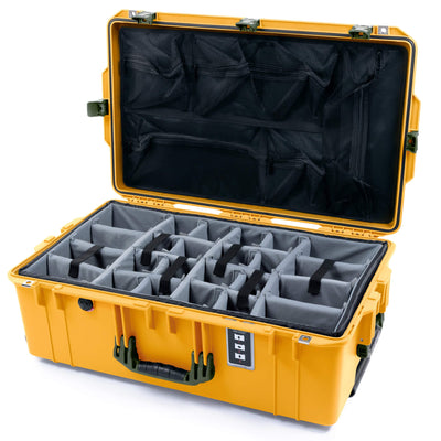 Pelican 1595 Air Case, Yellow with OD Green Handles & Latches Gray Padded Microfiber Dividers with Mesh Lid Organizer ColorCase 015950-0170-240-131