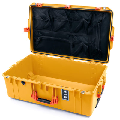 Pelican 1595 Air Case, Yellow with Orange Handles & Push-Button Latches Mesh Lid Organizer Only ColorCase 015950-0100-240-150
