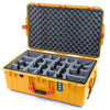 Pelican 1595 Air Case, Yellow with Orange Handles & Push-Button Latches Gray Padded Microfiber Dividers with Convoluted Lid Foam ColorCase 015950-0070-240-150