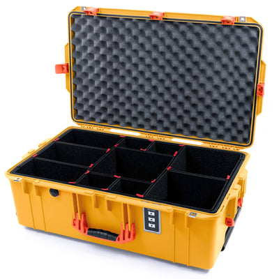 Pelican 1595 Air Case, Yellow with Orange Handles & Push-Button Latches TrekPak Divider System with Convoluted Lid Foam ColorCase 015950-0020-240-150