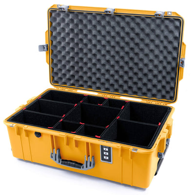 Pelican 1595 Air Case, Yellow with Silver Handles & Push-Button Latches TrekPak Divider System with Convoluted Lid Foam ColorCase 015950-0020-240-180