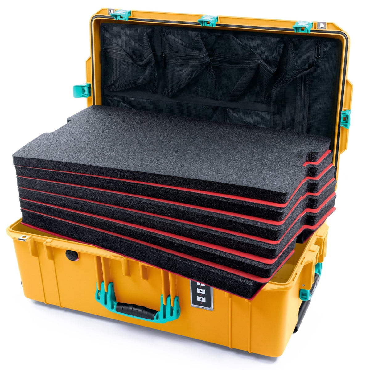 Pelican 1595 Air Case - Yellow & Teal - DIY Tool Foam Kit / Lid Organizer
