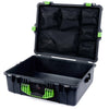 Pelican 1600 Case, Black with Lime Green Handle & Latches Mesh Lid Organizer Only ColorCase 016000-0100-110-300