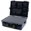 Pelican 1600 Case, Black with OD Green Handle & Latches Pick & Pluck Foam with Mesh Lid Organizer ColorCase 016000-0101-110-130