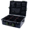 Pelican 1600 Case, Black with OD Green Handle & Latches TrekPak Divider System with Mesh Lid Organizer ColorCase 016000-0120-110-130