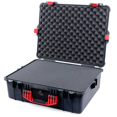 Pelican 1600 Case, Black with Red Handle & Latches Pick & Pluck Foam with Convoluted Lid Foam ColorCase 016000-0001-110-320