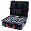 Pelican 1600 Case, Black with Red Handle & Latches Gray Padded Dividers with Mesh Lid Organizer ColorCase 016000-0170-110-320