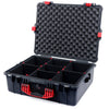 Pelican 1600 Case, Black with Red Handle & Latches TrekPak Divider System with Convoluted Lid Foam ColorCase 016000-0020-110-320
