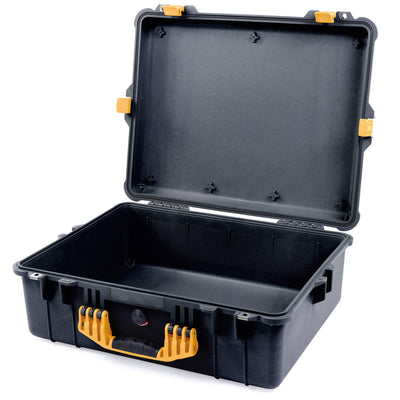 Pelican 1600 Case, Black with Yellow Handle & Latches None (Case Only) ColorCase 016000-0000-110-240