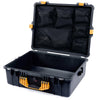 Pelican 1600 Case, Black with Yellow Handle & Latches Mesh Lid Organizer Only ColorCase 016000-0100-110-240