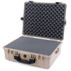 Pelican 1600 Case, Desert Tan with Black Handle & Latches Pick & Pluck Foam with Convoluted Lid Foam ColorCase 016000-0001-310-110