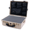 Pelican 1600 Case, Desert Tan with Black Handle & Latches Pick & Pluck Foam with Mesh Lid Organizer ColorCase 016000-0101-310-110
