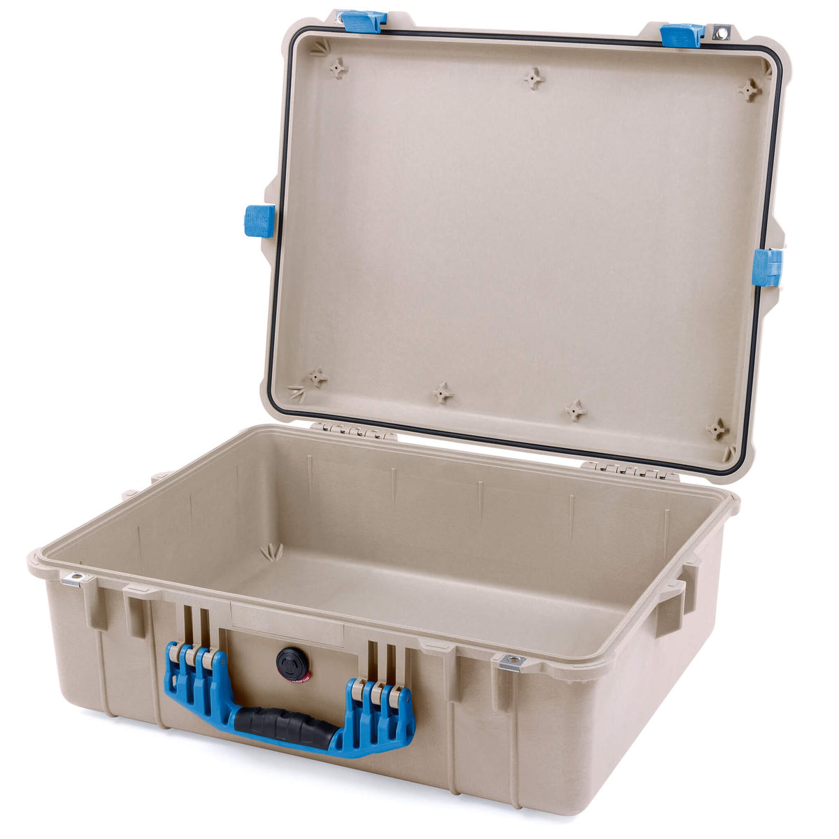 Pelican 1600 Case, Desert Tan with Blue Handle &amp; Latches None (Case Only) ColorCase 016000-0000-310-120