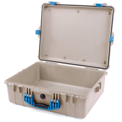 Pelican 1600 Case, Desert Tan with Blue Handle & Latches None (Case Only) ColorCase 016000-0000-310-120